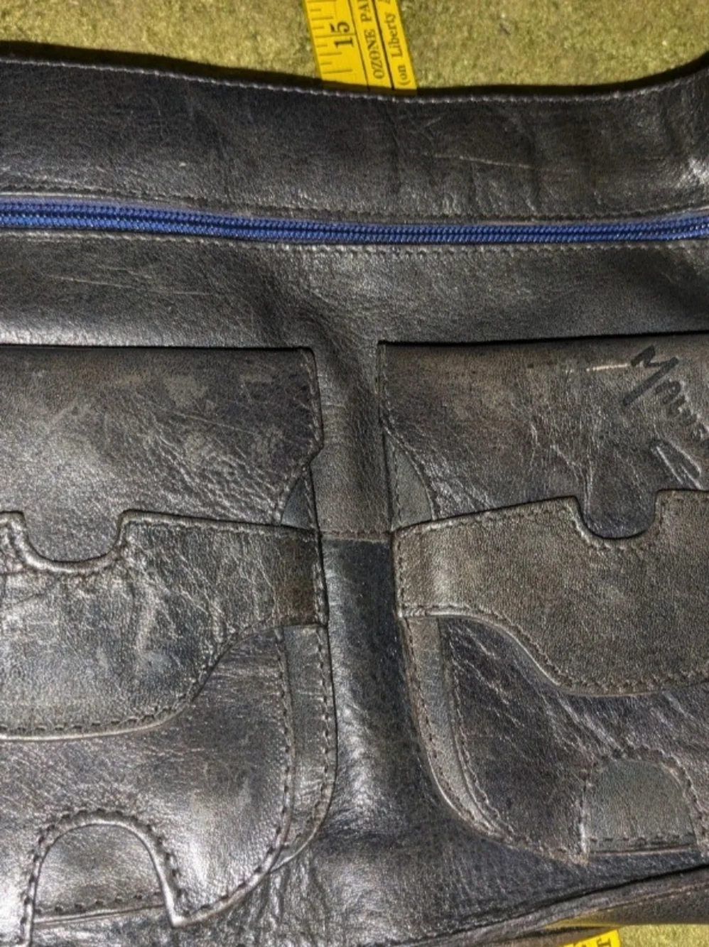 Black Leather Crossbody Messenger Bag By Malusardi
